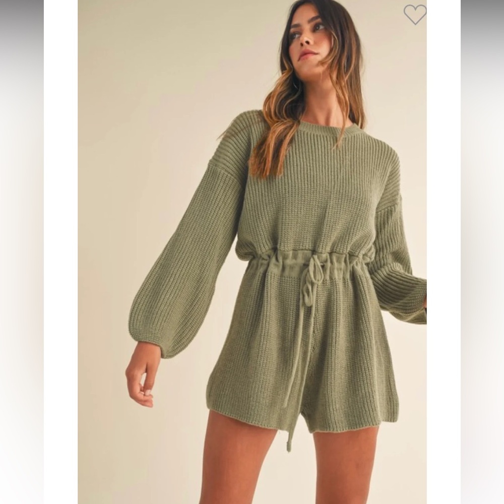 Mable The Catherine Romper Green Sweaterβ Shorts Anthropologie Size S/M EUC